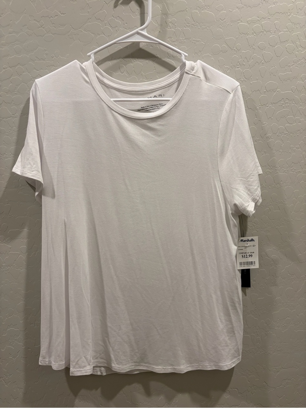 Tahari White Short Sleeve Crewneck T-Shirt XL New With Tags